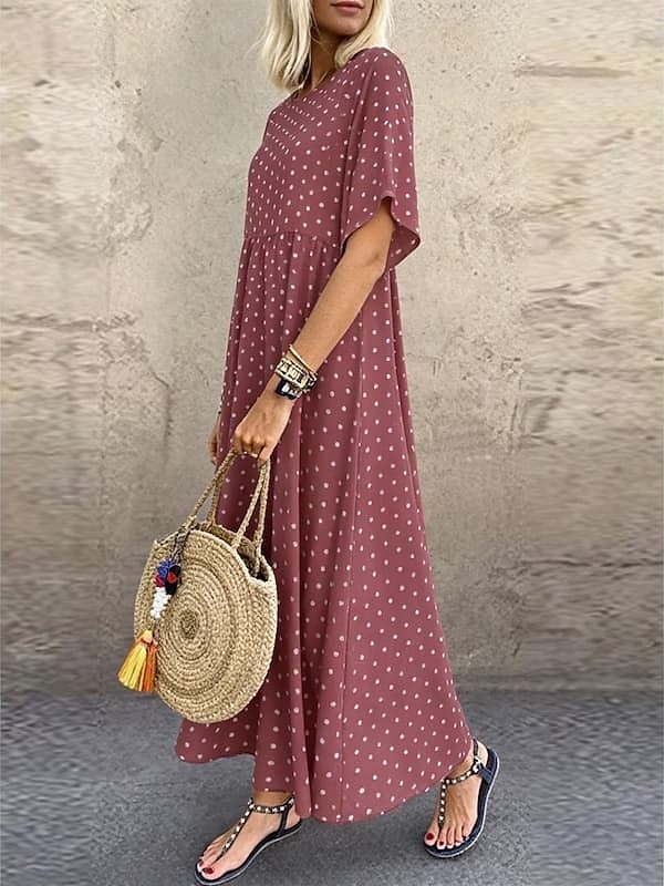 Women's Midi Dress Casual Dress T Shirt Dress Tee Dress A Line Dress Elegant Fashion Modern Outdoor Vacation Going out Regular Fit Polka Dot Short Sleeve Crew Neck Blue Yellow Pink Green Summer Spring 2026 - $19.99 –P11