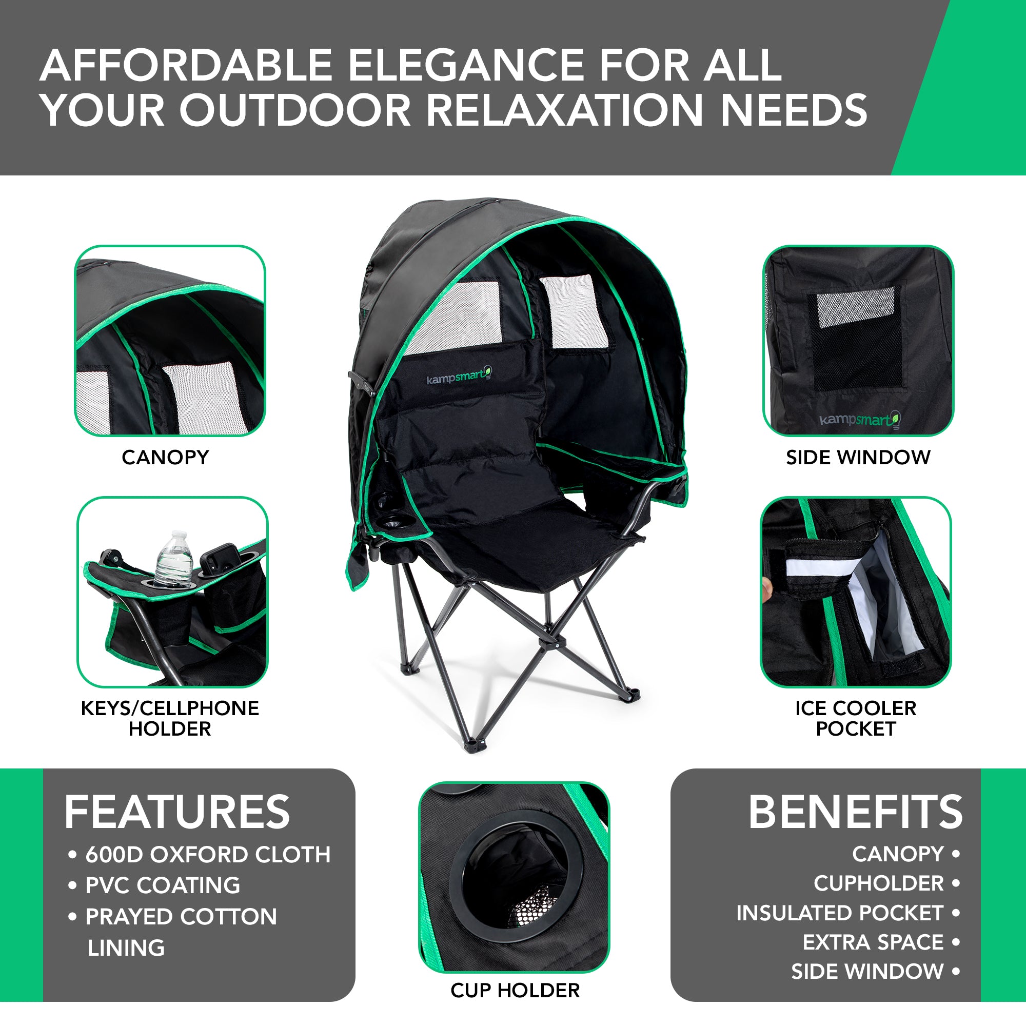 Canopy Chair - Outdoor Chair with Built-In Shade & Engineered Airflow