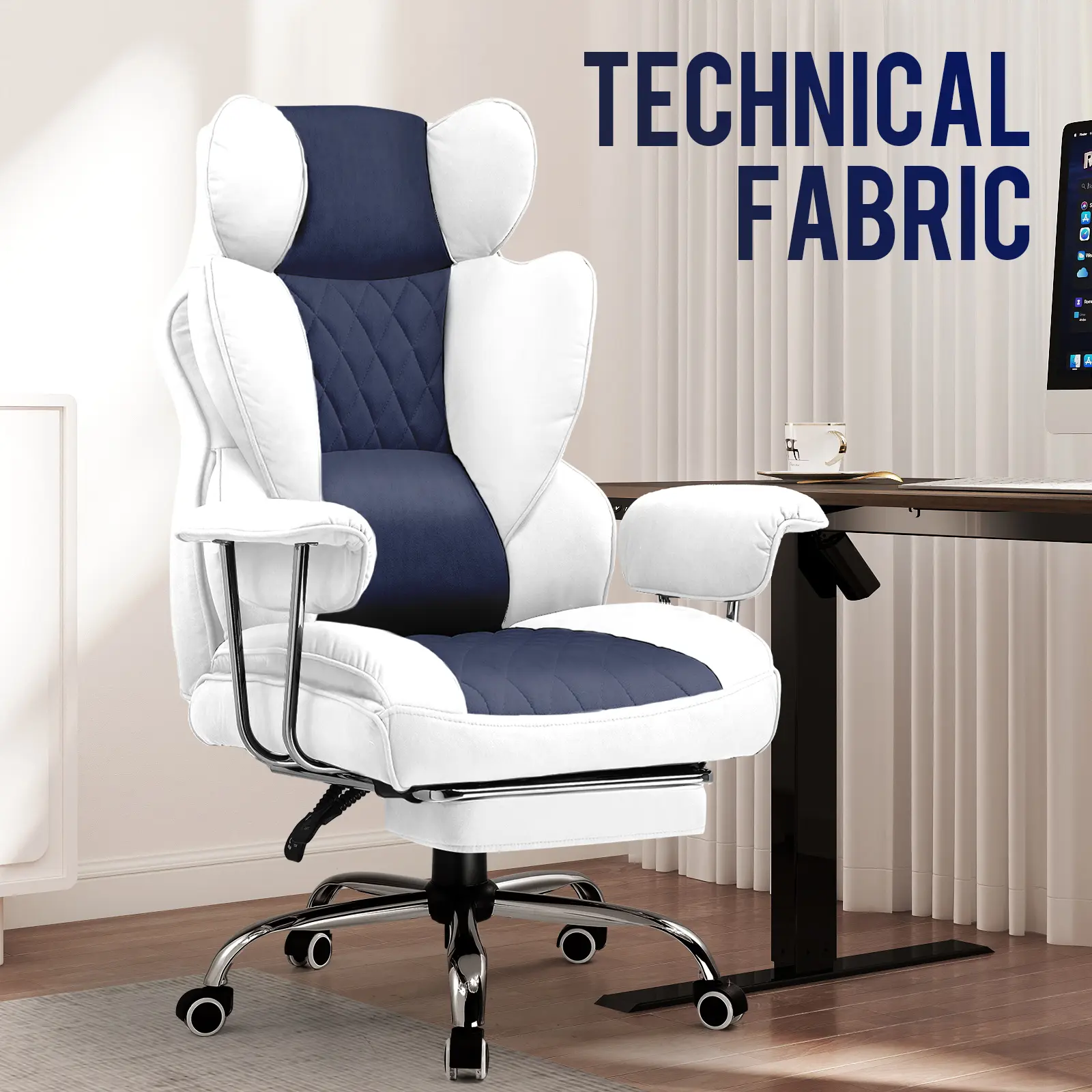Admqx Big and Tall Sturdy ErgonomicOffice Desk Chair - Adjustable Seat Height