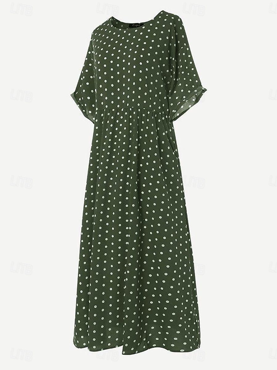 Women's Midi Dress Casual Dress T Shirt Dress Tee Dress A Line Dress Elegant Fashion Modern Outdoor Vacation Going out Regular Fit Polka Dot Short Sleeve Crew Neck Blue Yellow Pink Green Summer Spring 2026 - $19.99 –P8