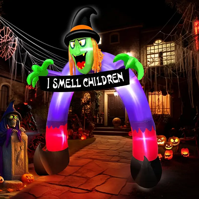 243.84cm Halloween Inflatable Witch Banner Archway with LED Lights