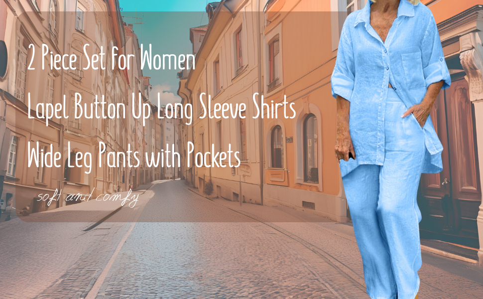 2 piece lounge linen set for women