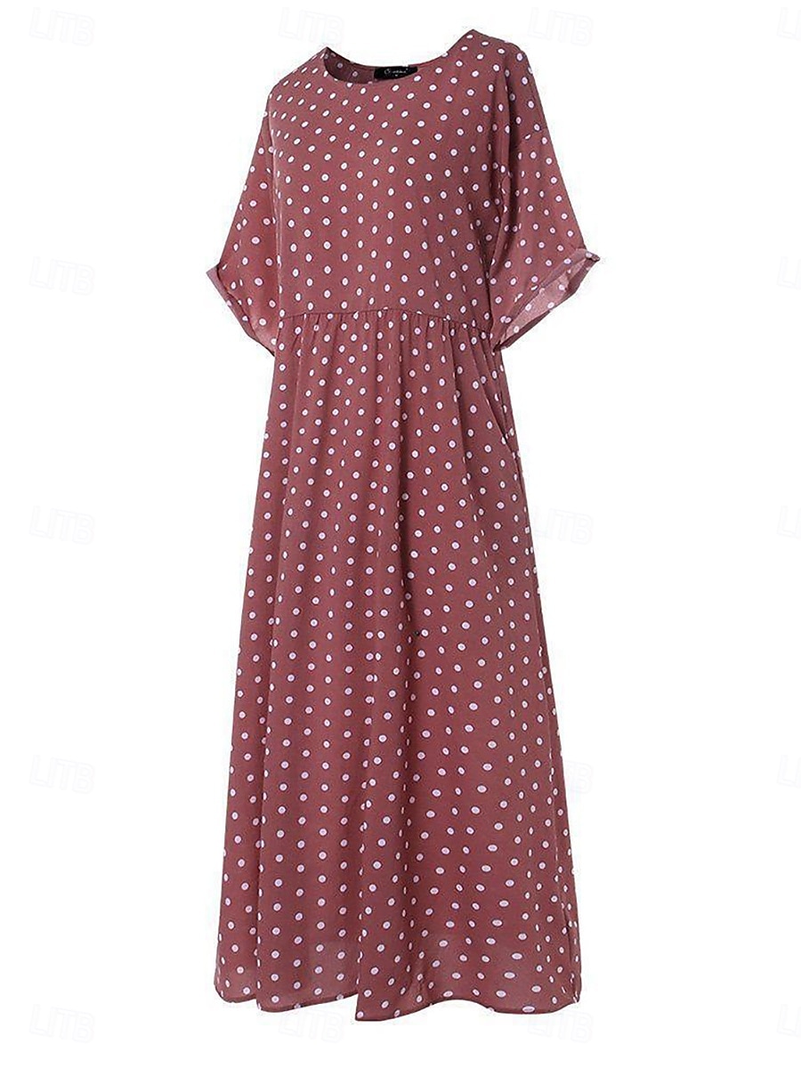 Women's Midi Dress Casual Dress T Shirt Dress Tee Dress A Line Dress Elegant Fashion Modern Outdoor Vacation Going out Regular Fit Polka Dot Short Sleeve Crew Neck Blue Yellow Pink Green Summer Spring 2026 - $19.99 –P6