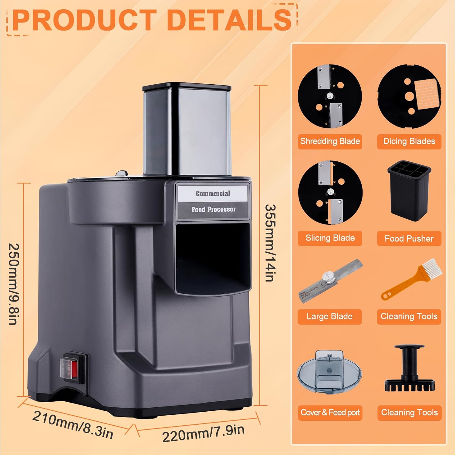 Vegetable Dicer Chopper 3 IN 1 Food Processor Automatic Potato Slicer&Onion Shredder with 3 Stainless Steel Blades 110V