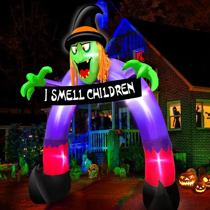 243.84cm Halloween Inflatable Witch Banner Archway with LED Lights