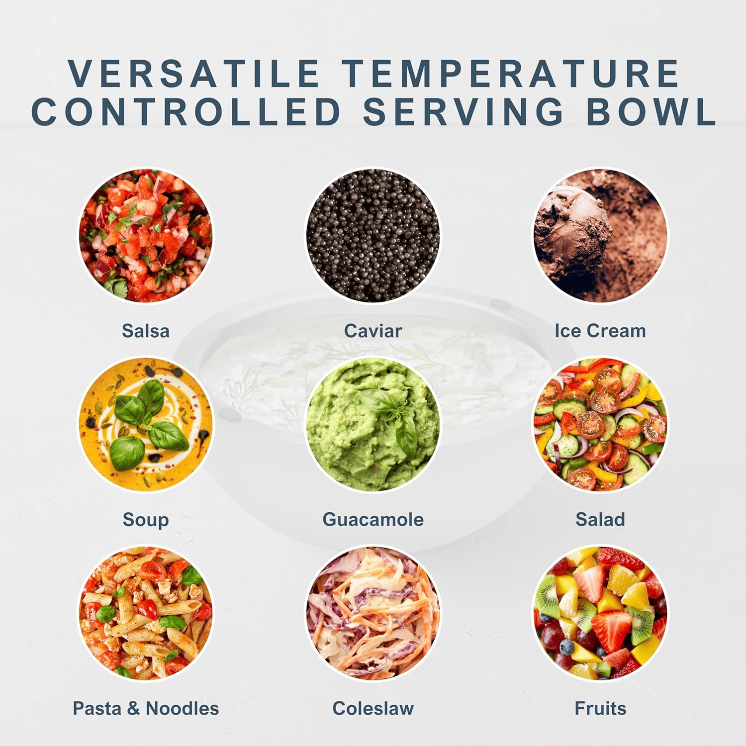 Dip Chiller Bowl - 35oz Capacity - Frozen Ice Stainless Steel Party Serving Bowl - Insulated Dip Dish Platter Keeps Salsa, Guacamole, Condiments, Sauces, Salad & Food Hot or Cold (1 Bowl)