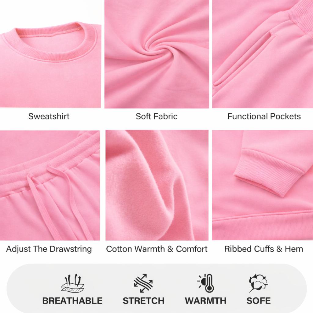 Women's Love Print Crewneck Sweatshirt and Drawstring Track Pants Set, Casual Sportswear, Long-Sleeve Round Neck Top and Pants, Suitable for Spring, Autumn and Winter, Everyday Wear