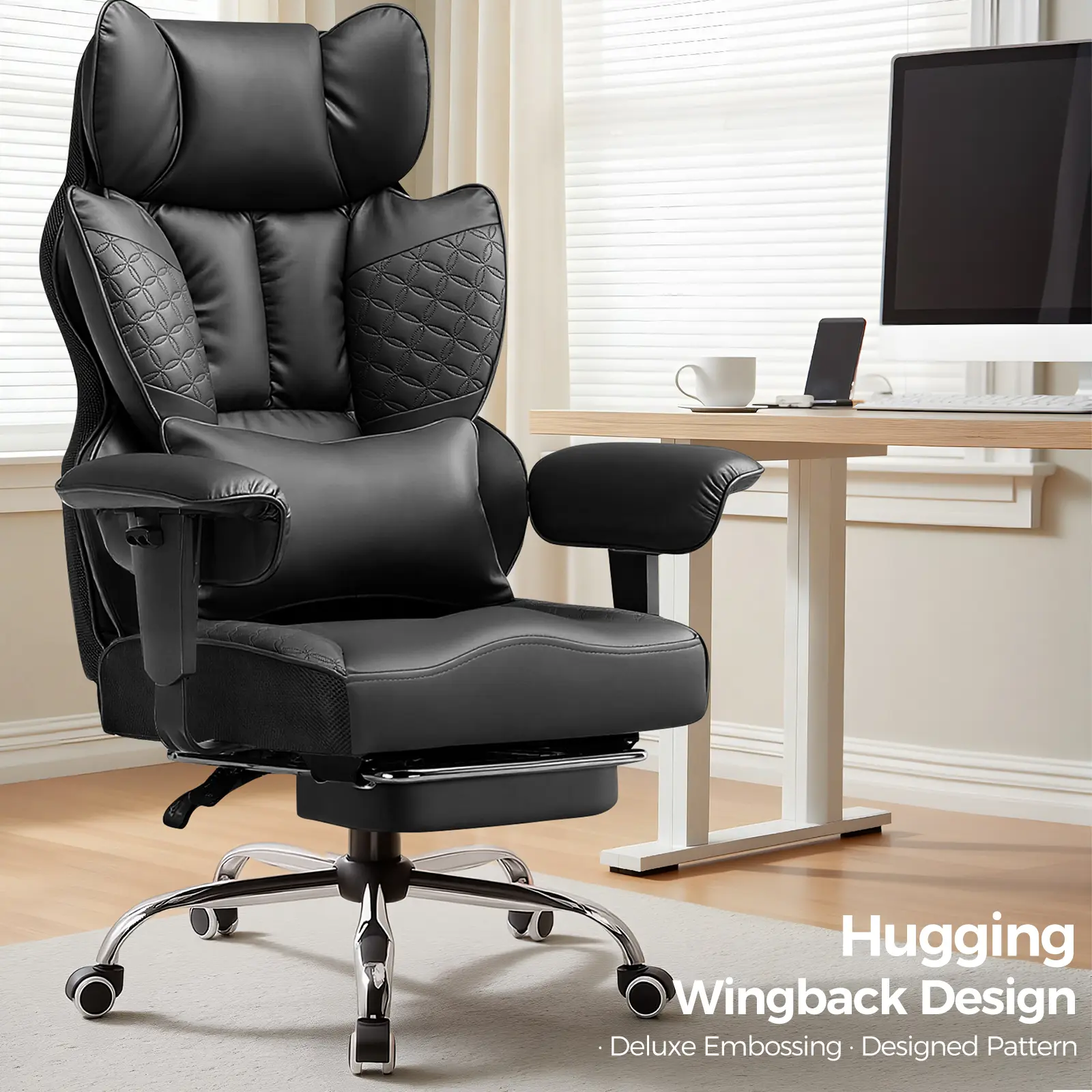 Admqx Big and Tall Sturdy ErgonomicOffice Desk Chair - Adjustable Seat Height