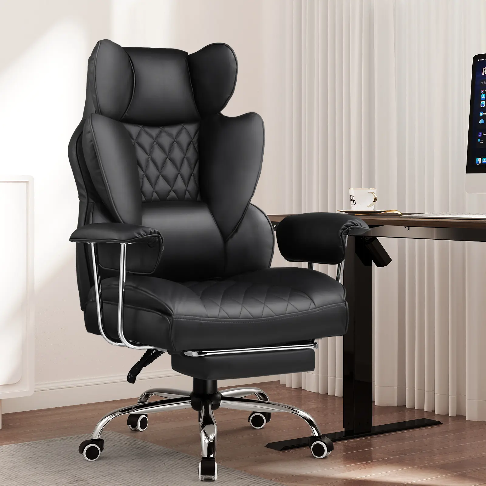 Admqx Big and Tall Sturdy ErgonomicOffice Desk Chair - Adjustable Seat Height