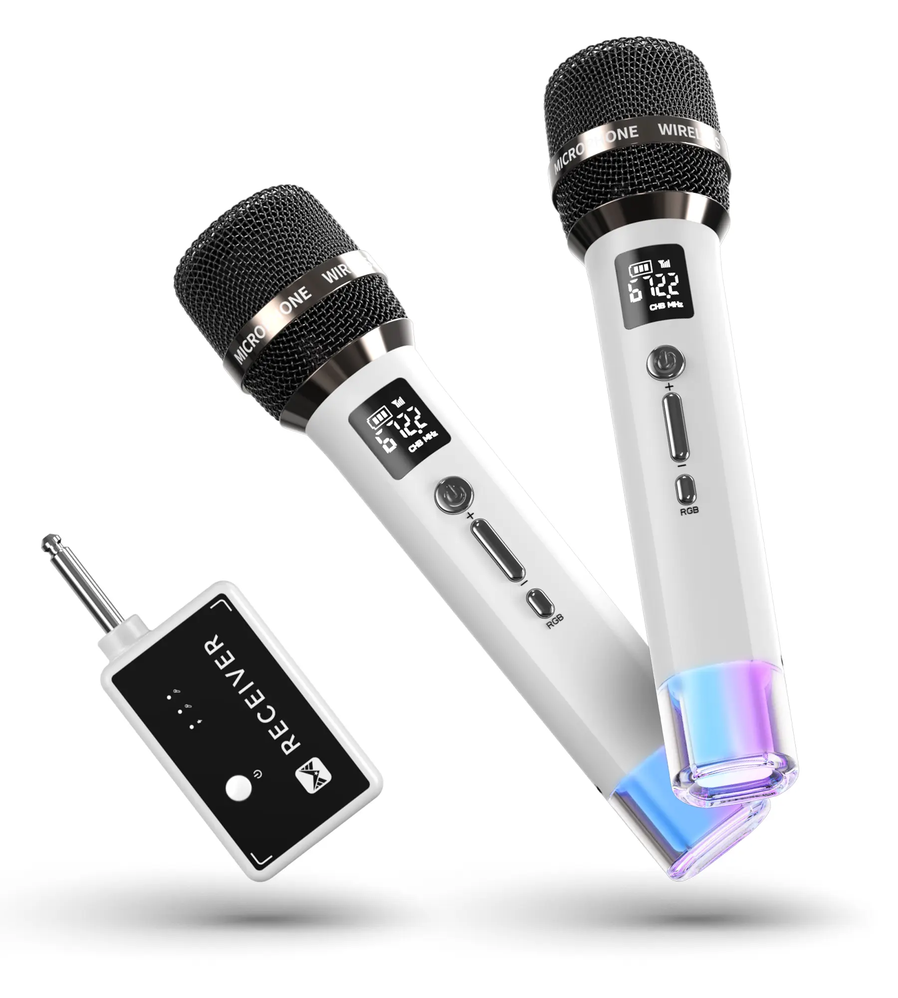 【twain】Wireless Microphone with LED Lights, 200FT Range