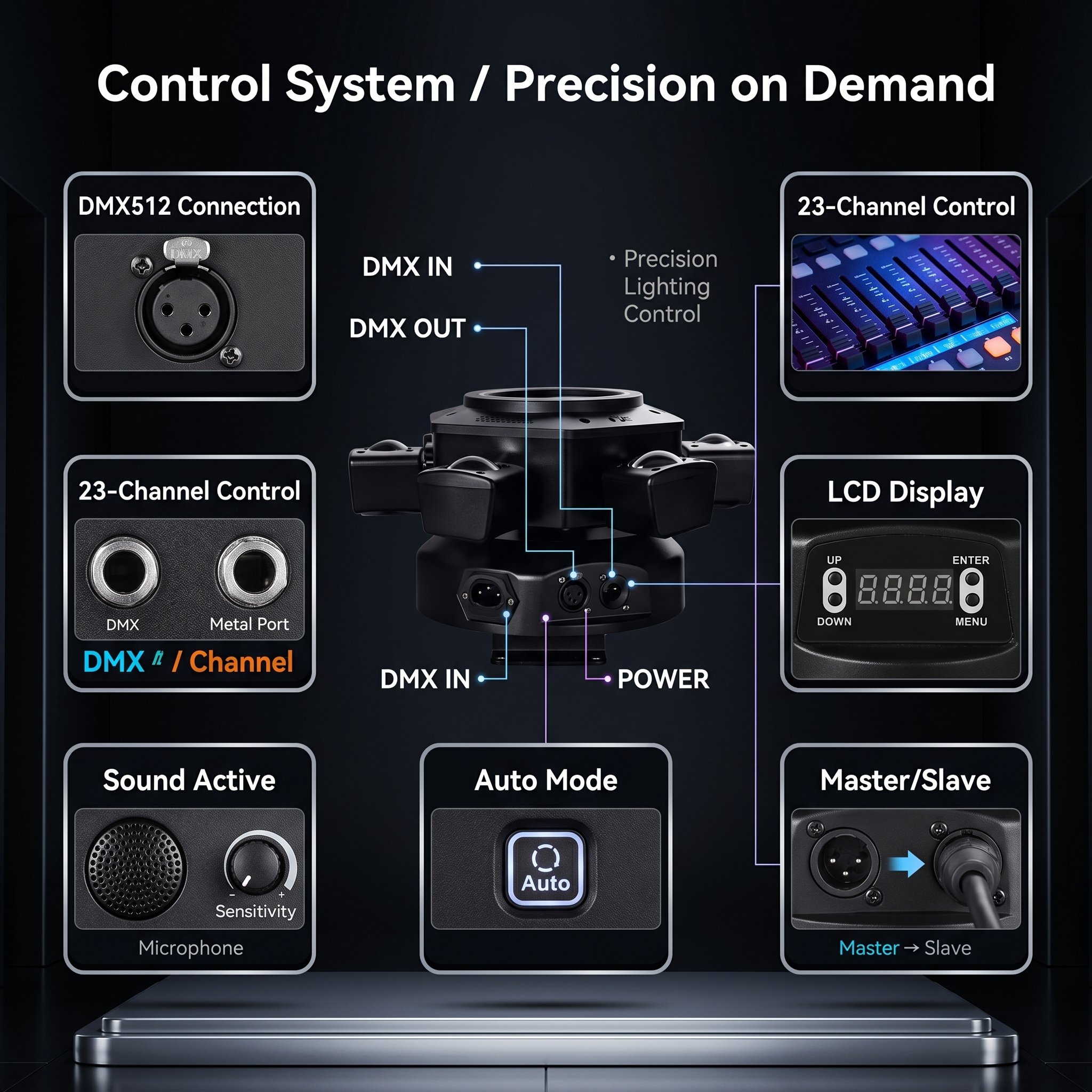 🌈120W 6-Arm DJ Moving Head Light RGBW Beam Laser Disco Strobe 4-in-1 Stage Light for Wedding Bar Party Concert 🎉