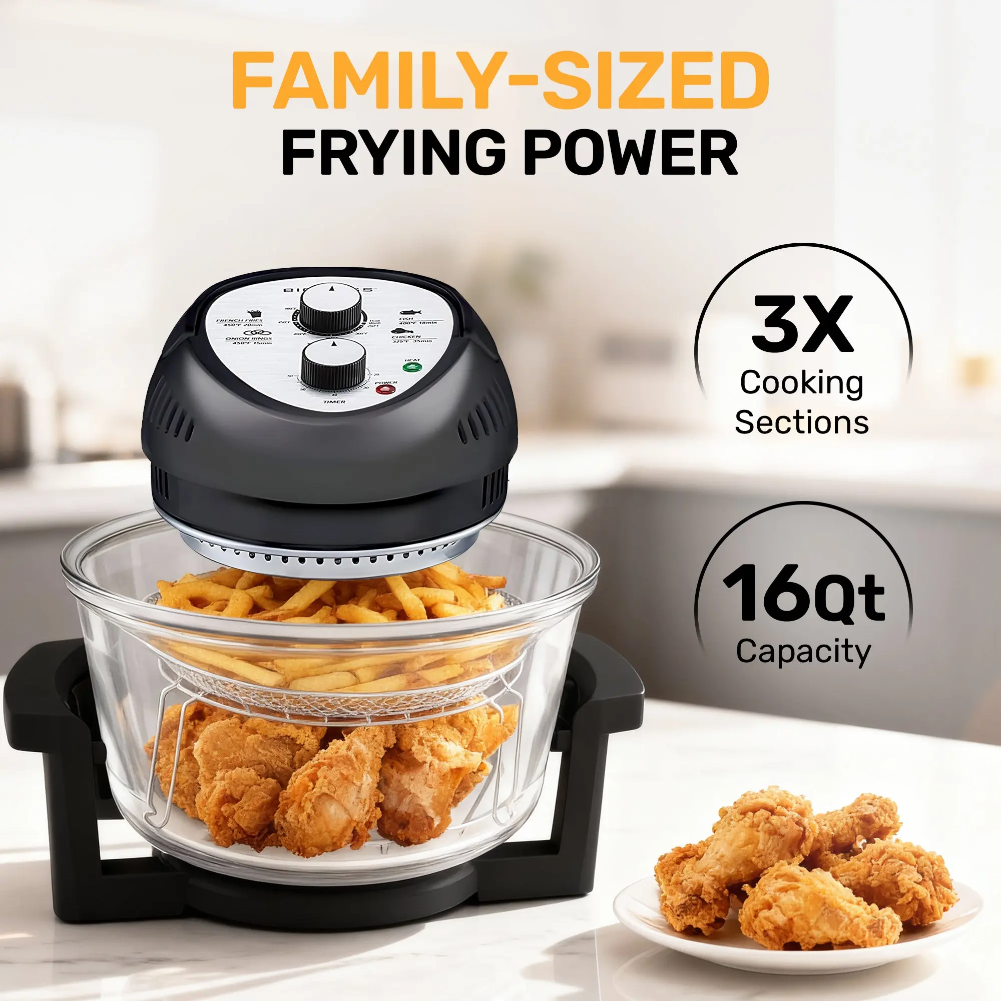 Granitestone 16 Quart Extra Large Air Fryer - Oil-Less Crispy Cooking for Healthier Meals