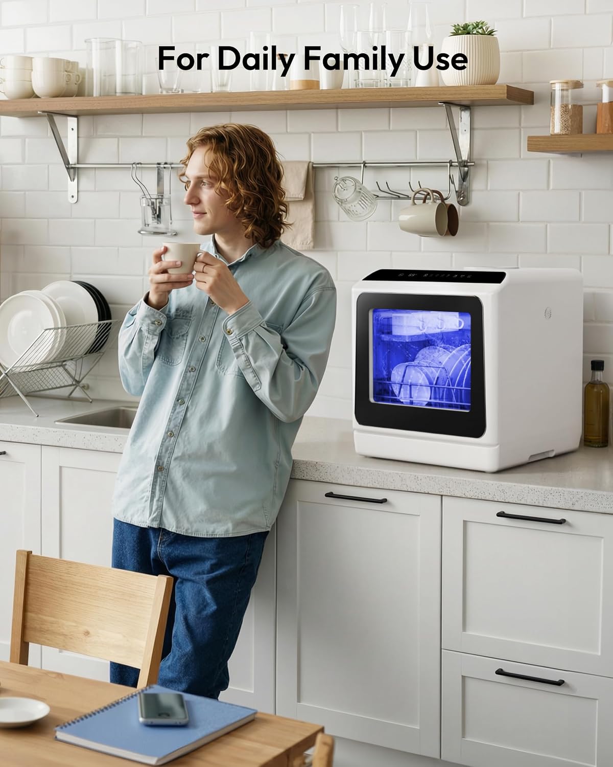 Admqx Countertop Dishwasher Portable, 6 Programs with 40 dB, No Hookup