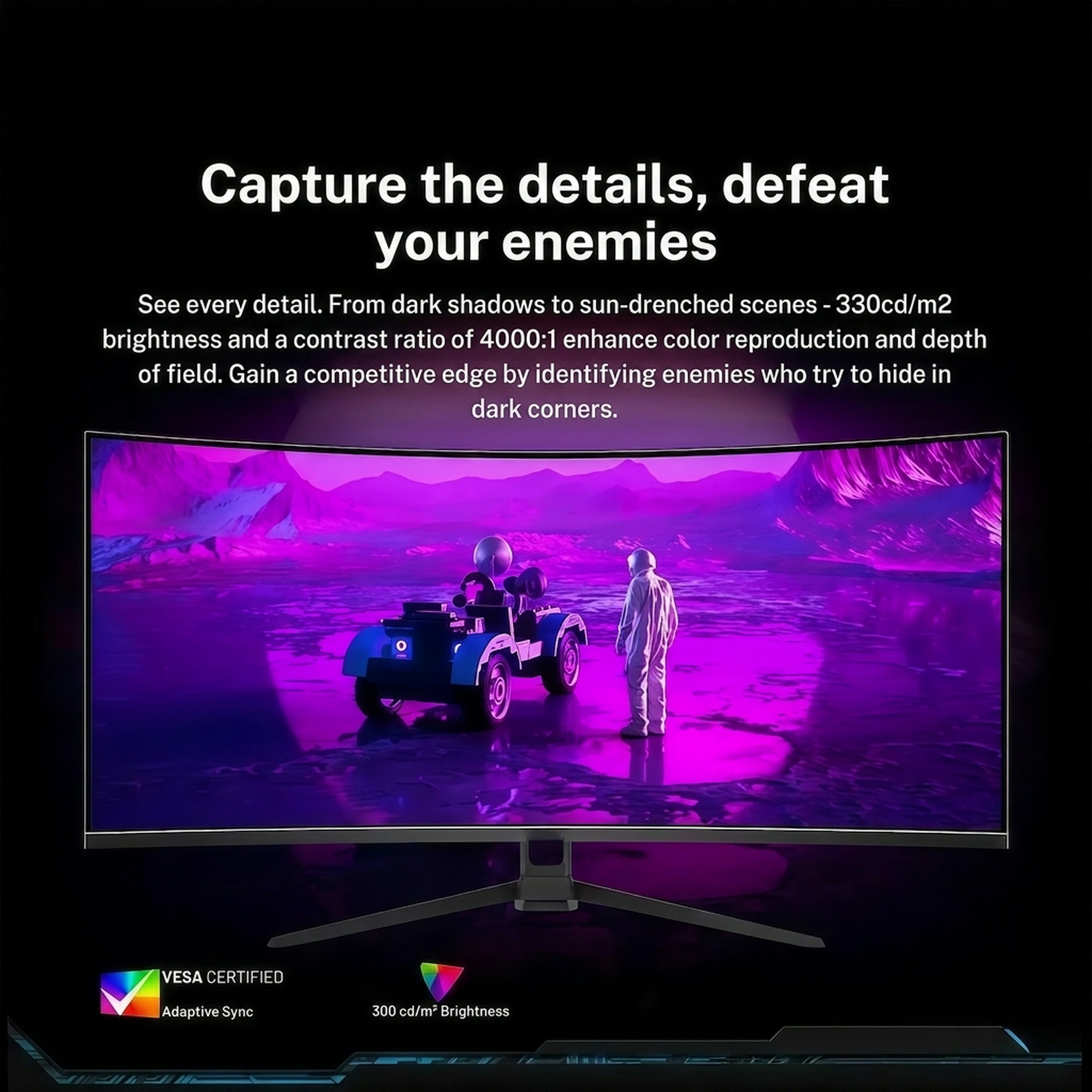 24/27/32/34 Zoll Curved Gaming Monitor 180Hz 1500/3000R WQHD (3440x1440) 4K mit Freesync, DisplayPort, HDMI, wandmontierbar