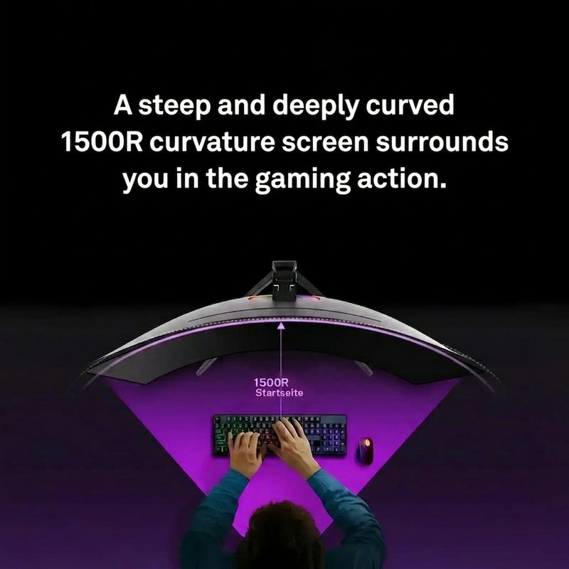 24/27/32/34 Zoll Curved Gaming Monitor 180Hz 1500/3000R WQHD (3440x1440) 4K mit Freesync, DisplayPort, HDMI, wandmontierbar