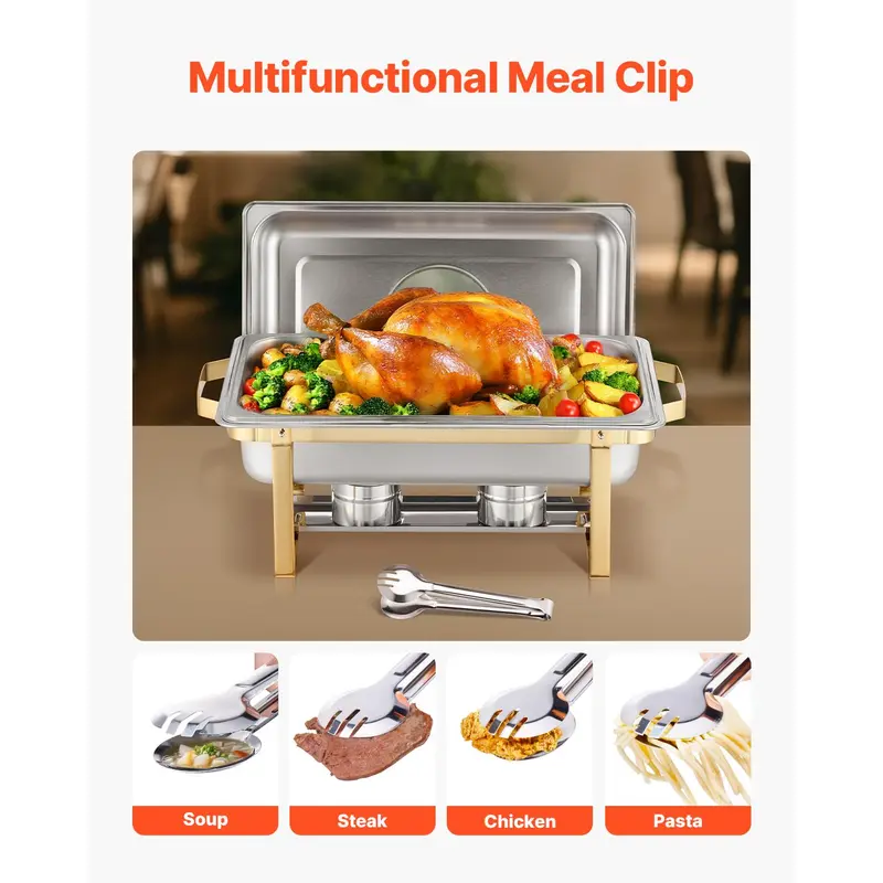 8 Qt Gold Chafing Dish Buffet Set - Stainless Steel