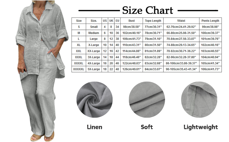 Linen two piece casual set for women