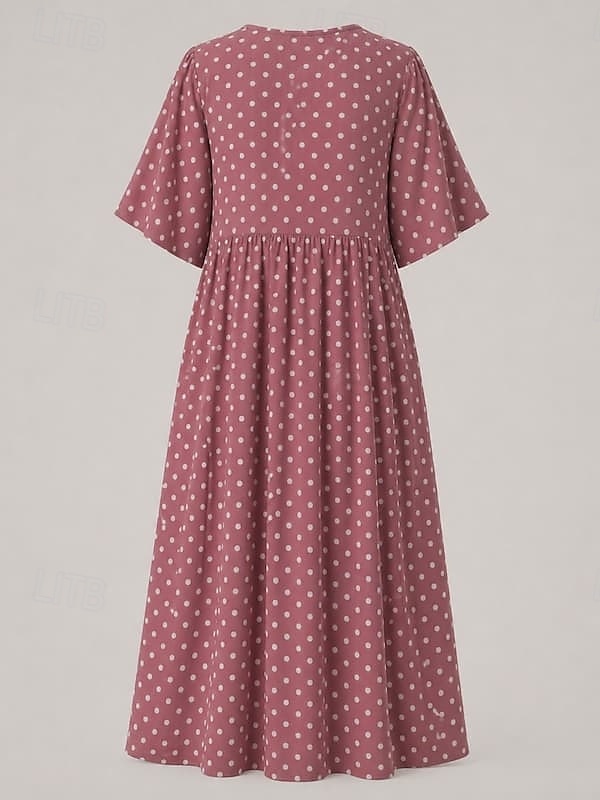 Women's Midi Dress Casual Dress T Shirt Dress Tee Dress A Line Dress Elegant Fashion Modern Outdoor Vacation Going out Regular Fit Polka Dot Short Sleeve Crew Neck Blue Yellow Pink Green Summer Spring 2026 - $19.99 –P2