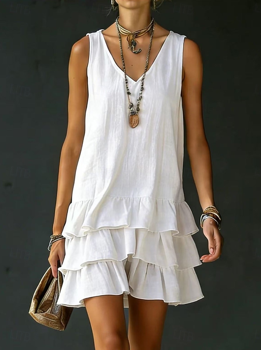 Women's Mini Dress Casual Dress Vest Dress Summer Dress Basic Classic Daily Vacation Regular Fit Plain Sleeveless V Neck Blue White Yellow Pink Summer Spring 2026 - $27.99 –P2