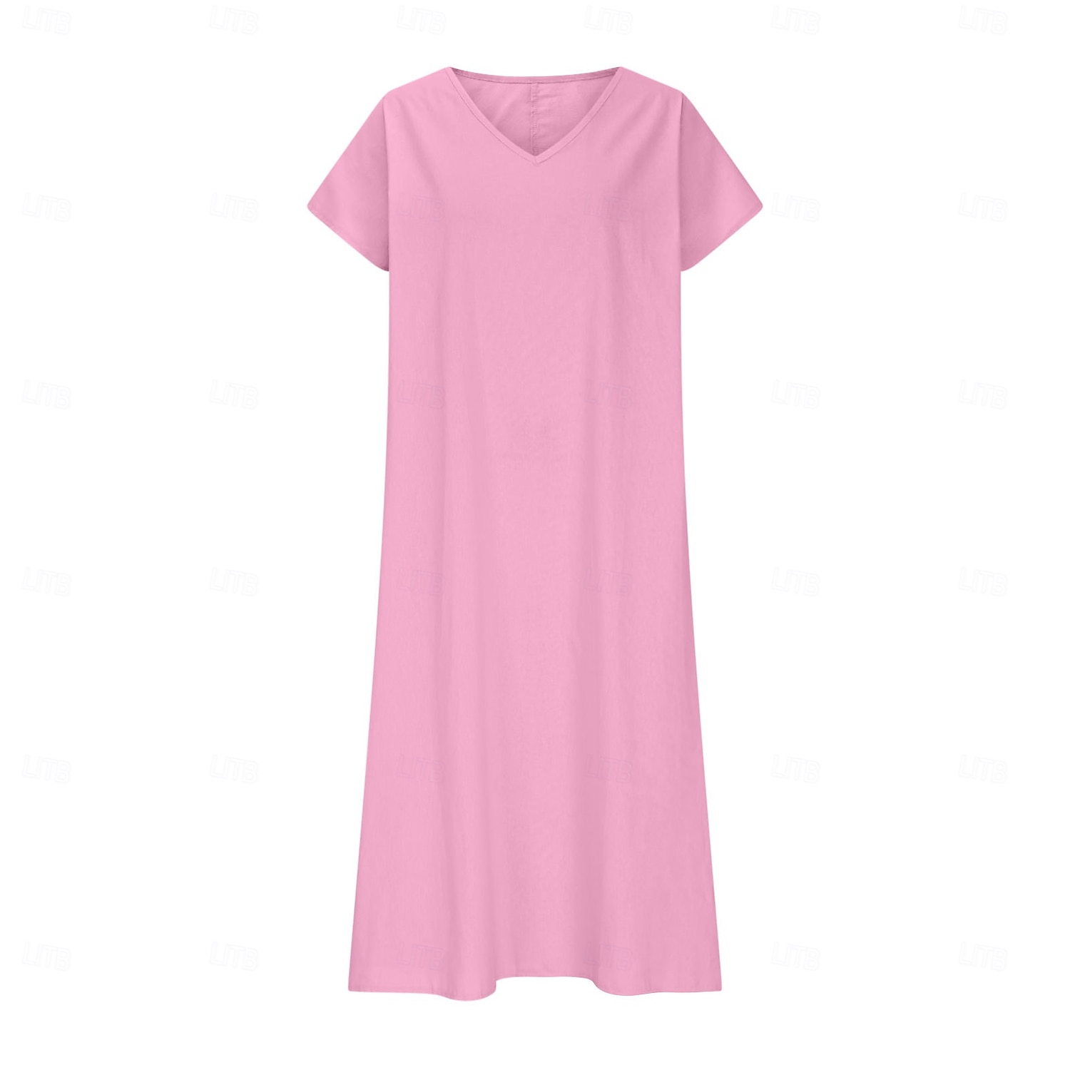 Women's Midi Dress Sundress Summer Dress Casual Daily Holiday Beach Regular Fit Linen Like Plain Short Sleeve V Neck White Pink Blue Green Summer 2026 - $26.99 –P8