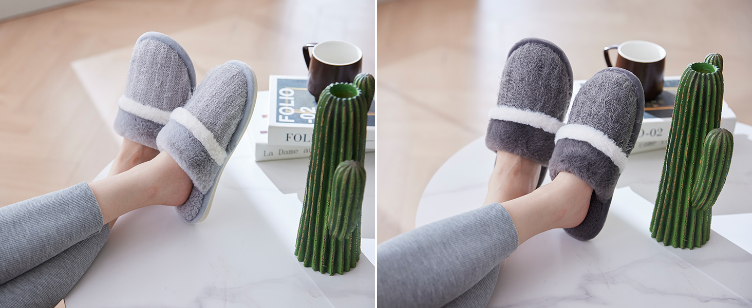 grey Slippers for women