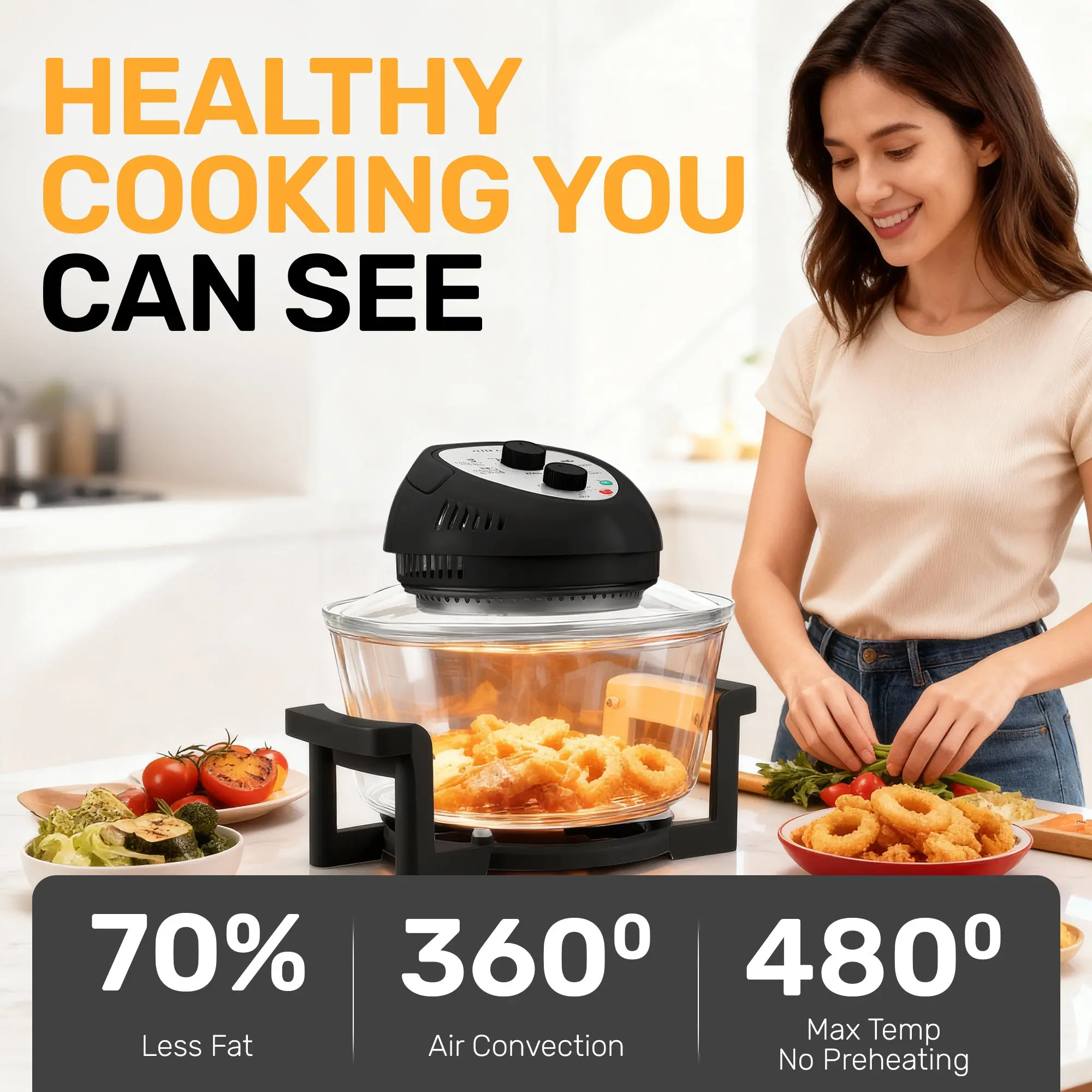 Granitestone 16 Quart Extra Large Air Fryer - Oil-Less Crispy Cooking for Healthier Meals