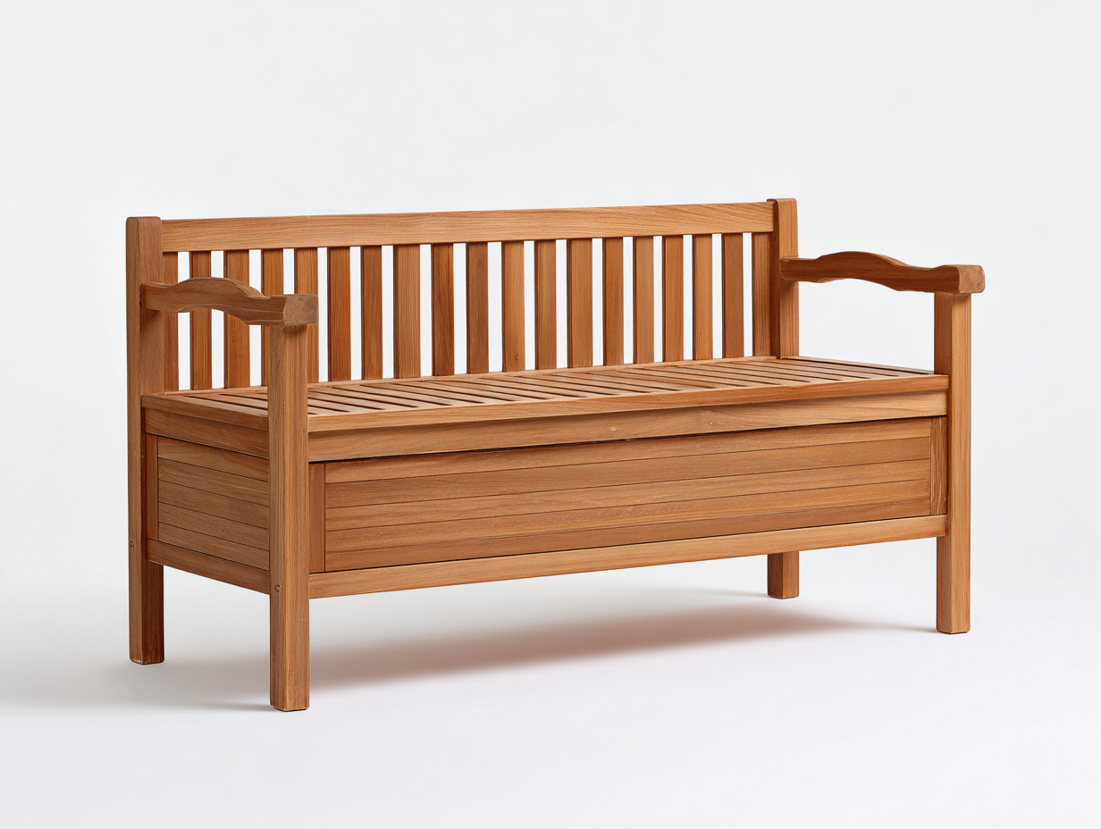 Gartenbank Holz mit Stauraum 145x60x90 cm - Natur - Klassischer Stil für Garten und Terrasse-Dengohub