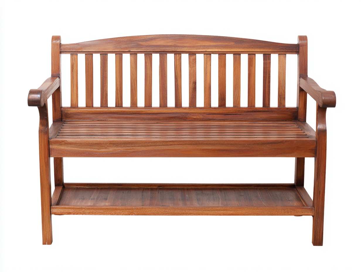 Gartenbank Holz mit Ablage 150x62x92 cm - Braun - Klassischer Stil für Garten und Terrasse-Dengohub