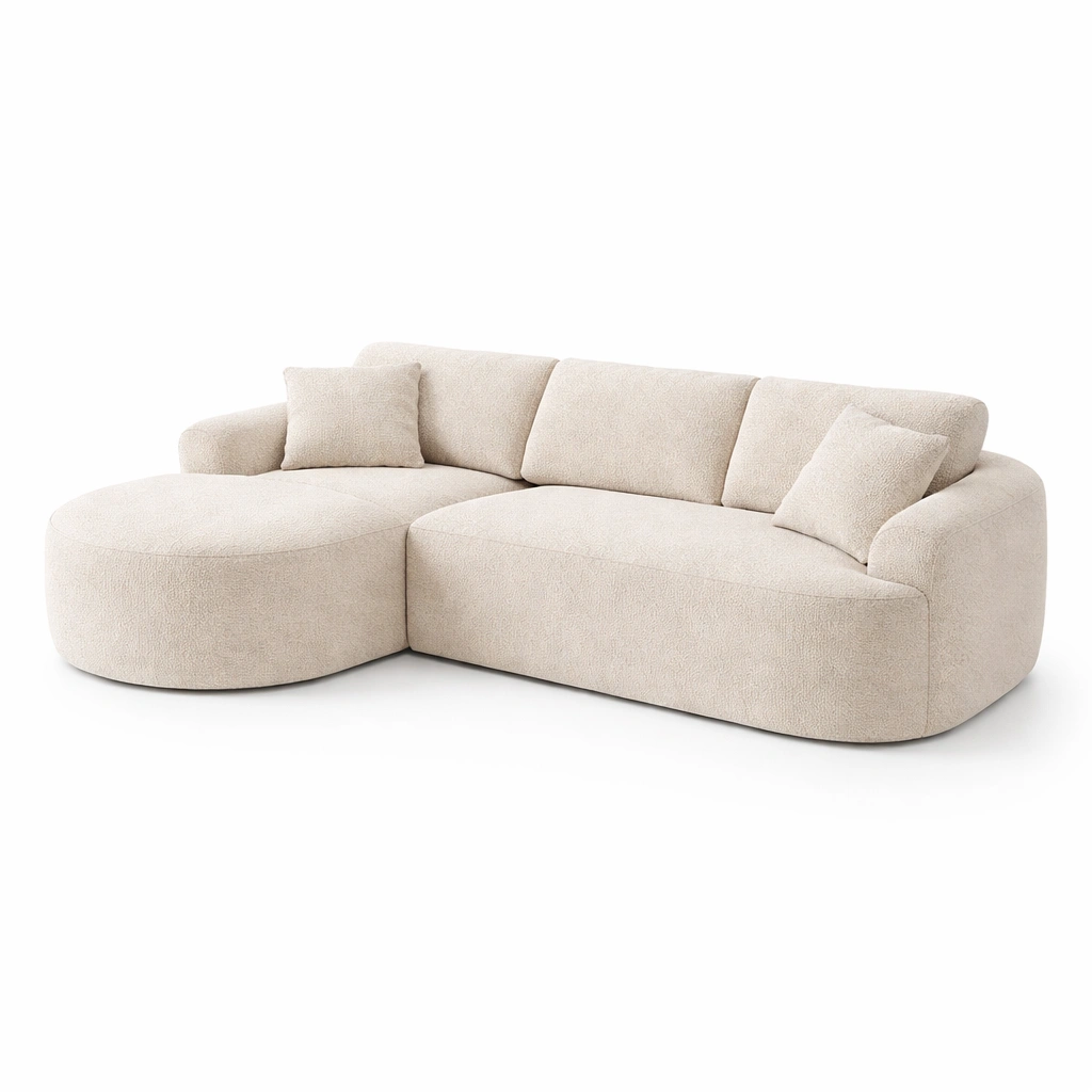 Canap Angle Tissu Boucl Moderne-Arvirox