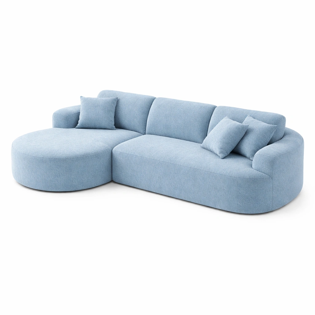 Canap Angle Moderne Tissu Bleu Clair-Arvirox