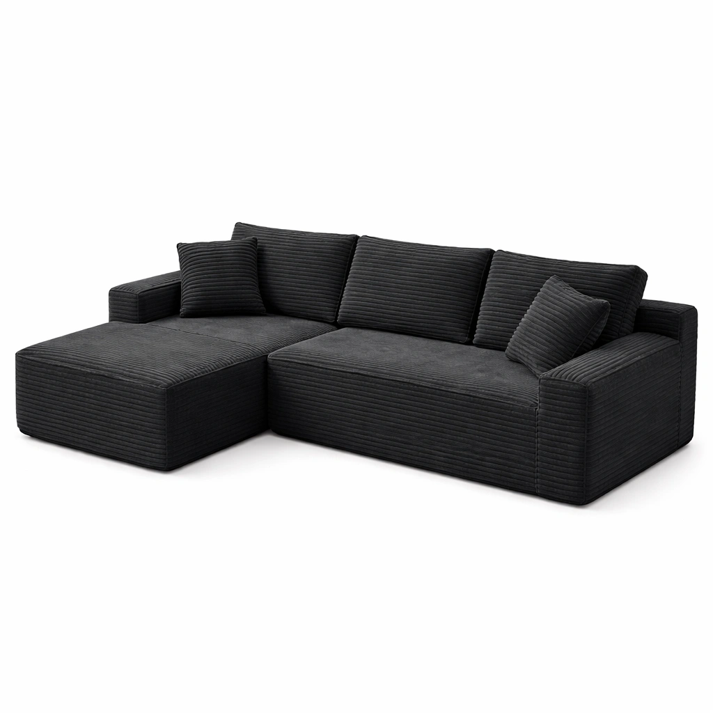 Canap Angle Moderne Tissu C?tel Noir-Arvirox