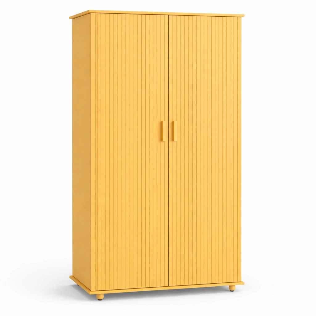 Armoire Chambre Bois Jaune Deux Portes-Arvirox