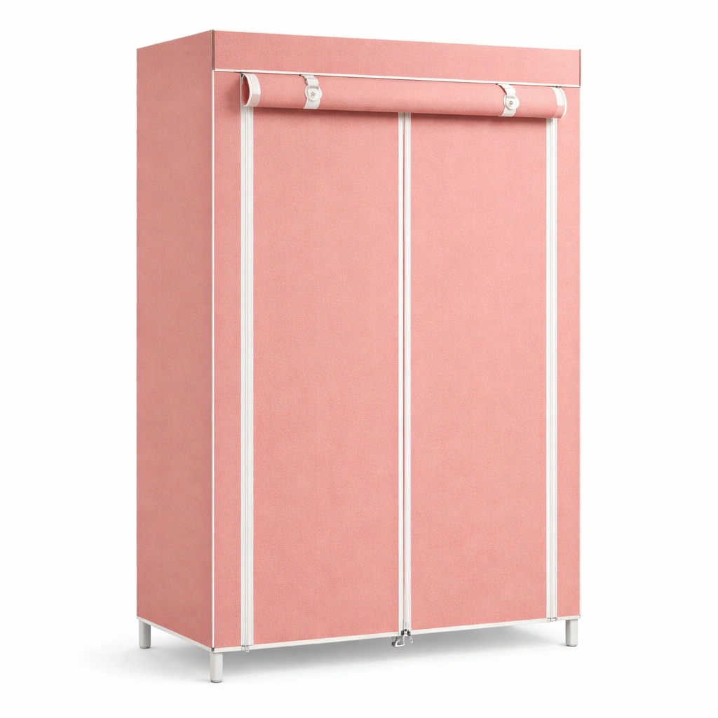 Armoire Textile Pliable Rose Structure Mtal-Arvirox
