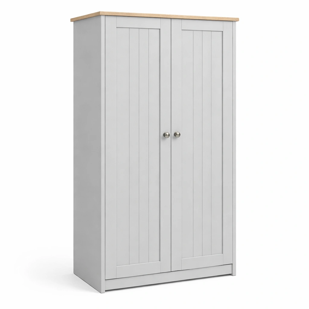 Armoire Chambre Bois Gris Deux Portes-Arvirox
