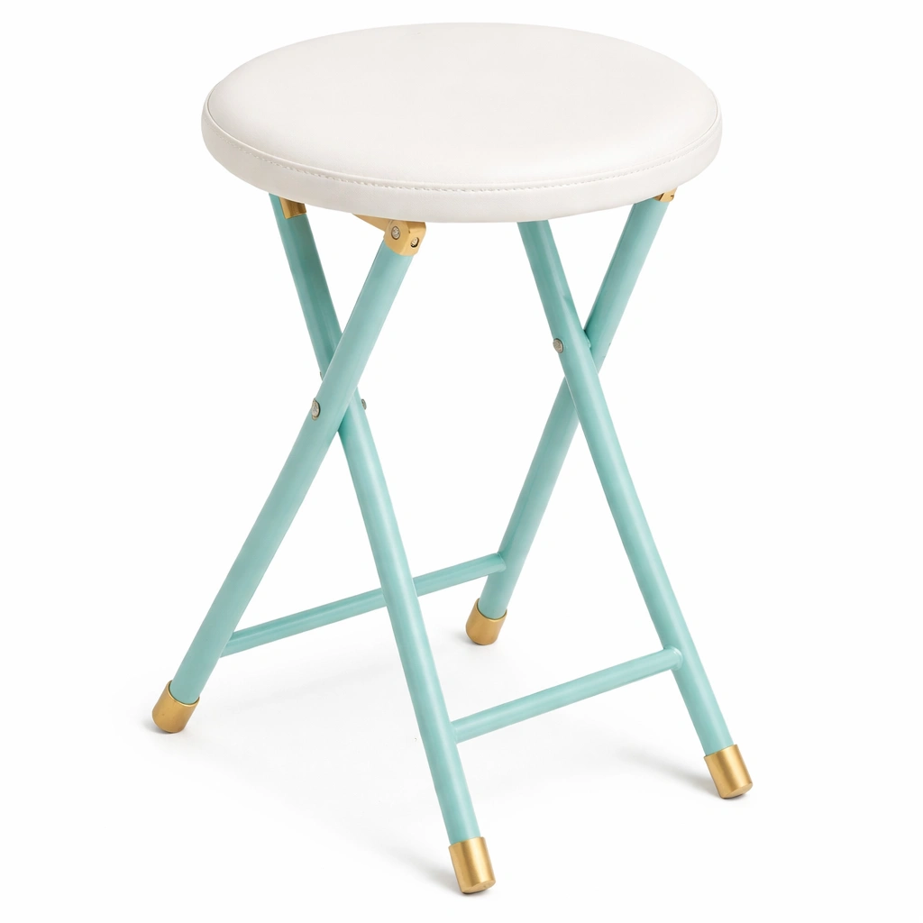 Tabouret Pliable Rond Mtal Bleu Clair-Arvirox