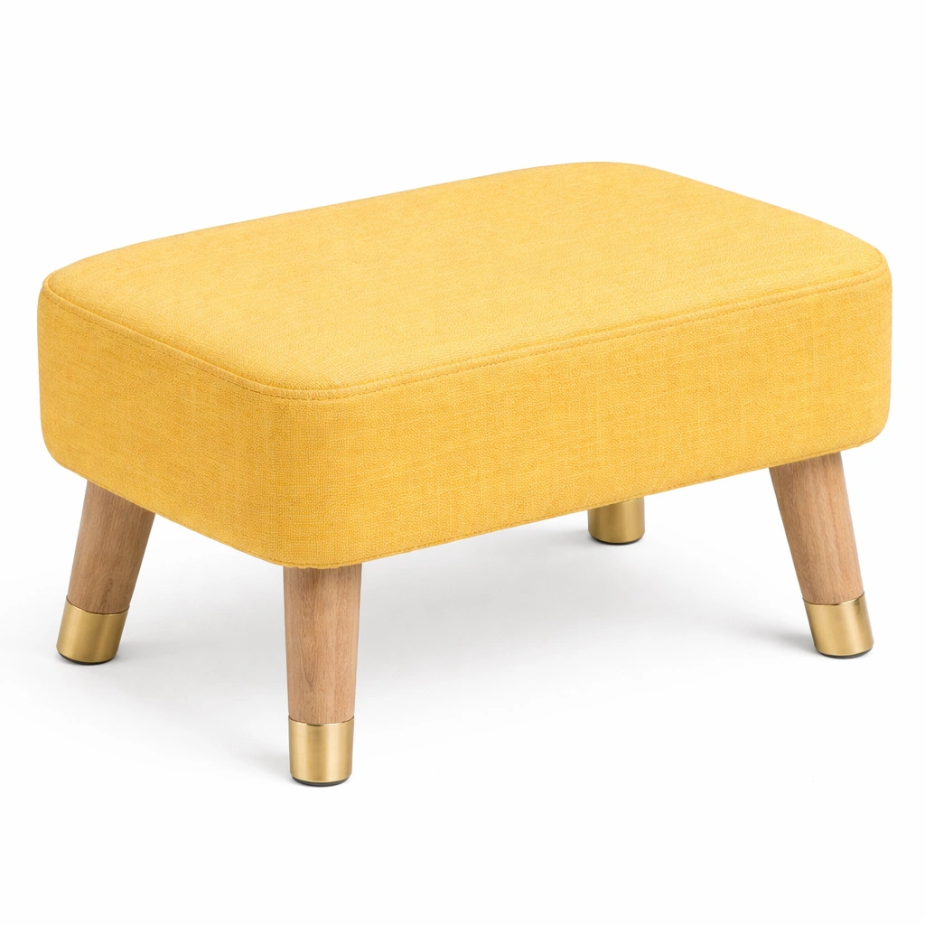 Repose Pied Tissu Jaune Pieds Bois-Arvirox