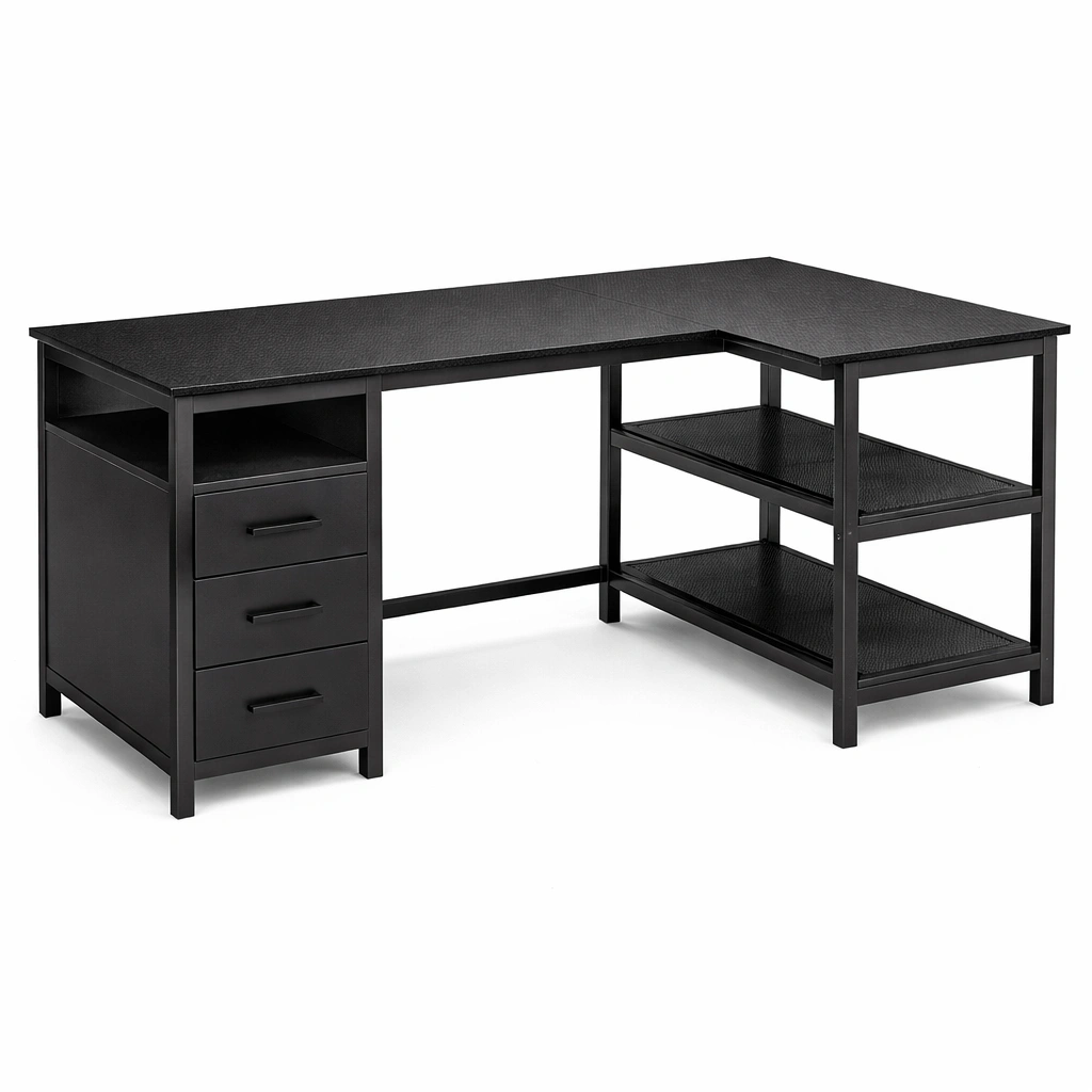 Bureau dAngle Informatique Mtal Noir-Arvirox