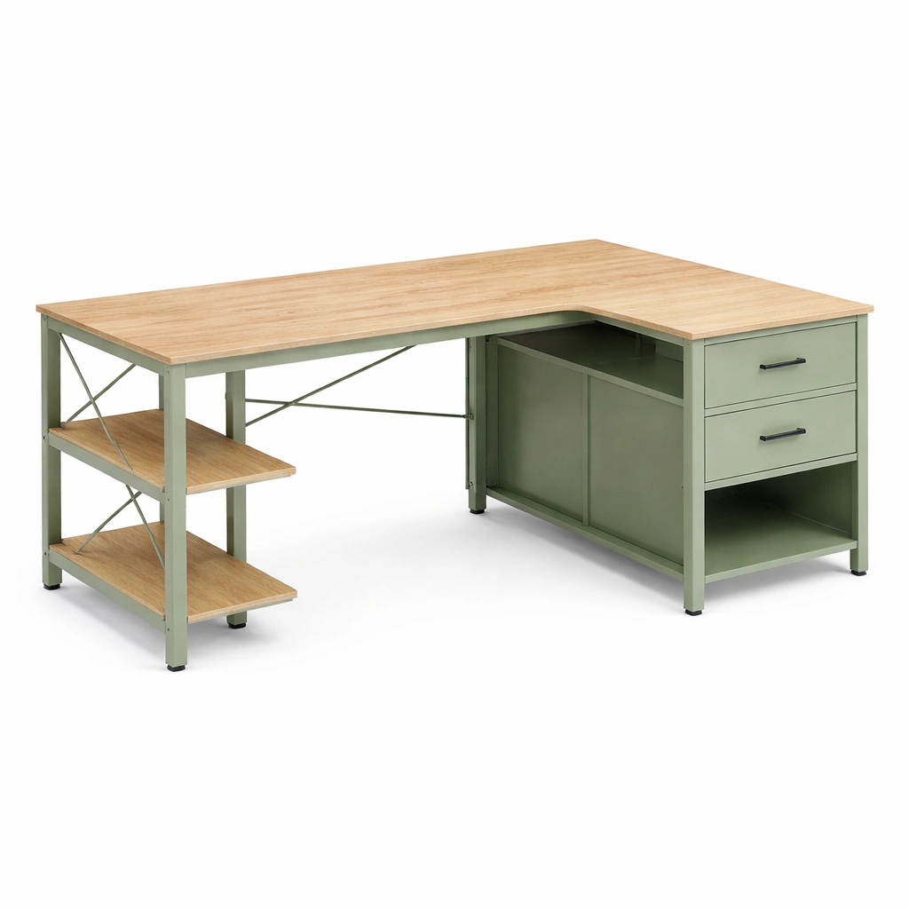 Bureau dAngle Mtal Vert Plateau Bois-Arvirox