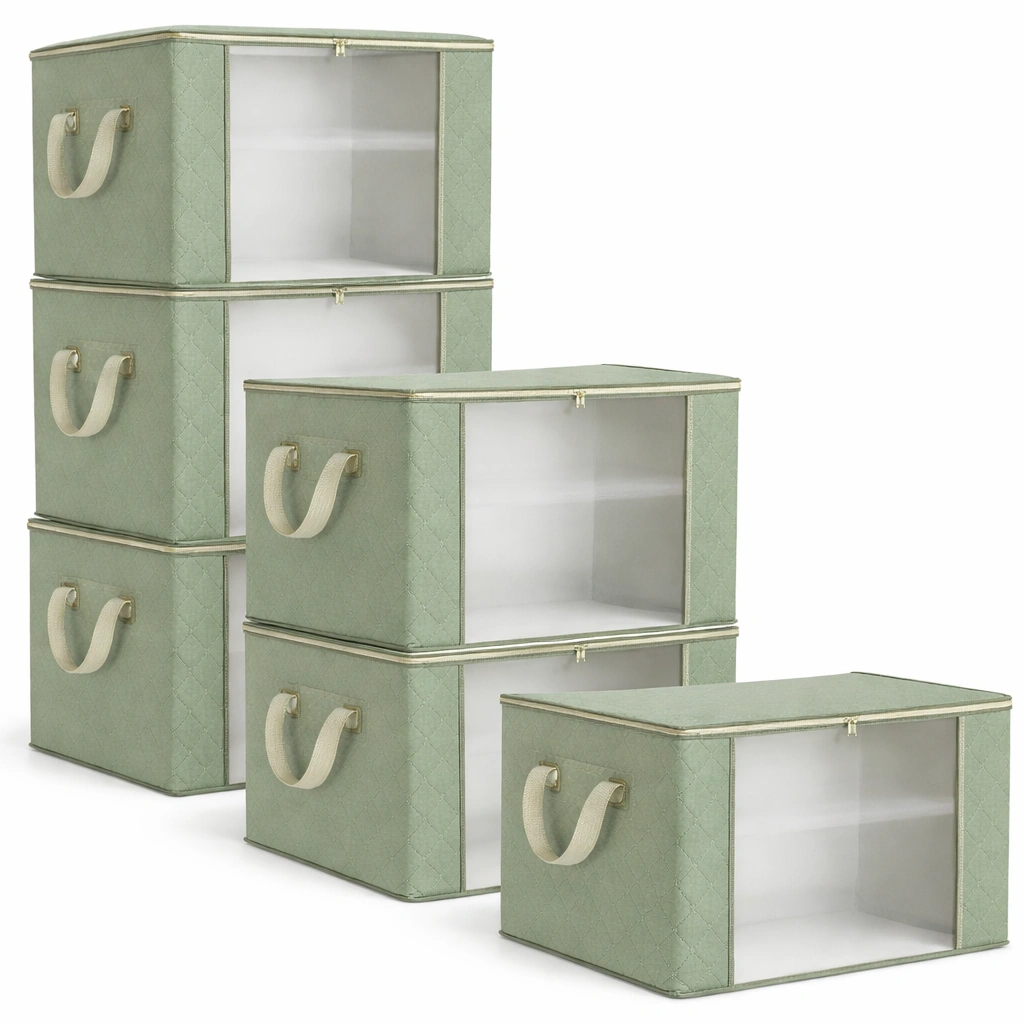 Bo?te de Rangement Tissu Matelass Fentre Transparente-Arvirox