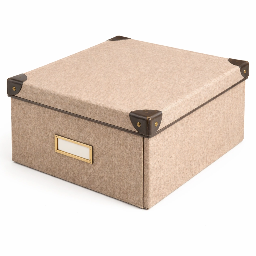 Bo?te de Rangement Rigide Tissu Lin Couvercle-Arvirox