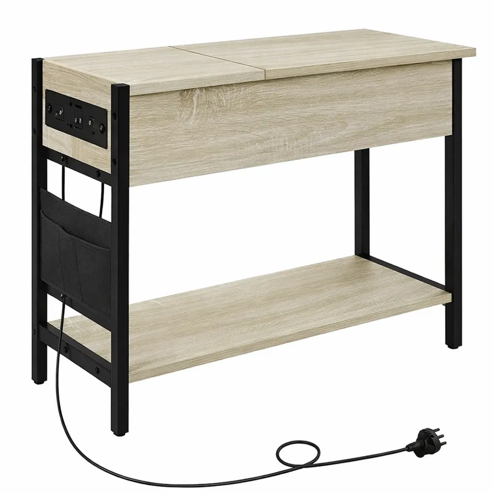 Table d'Appoint Moderne avec Chargeur Intégré et Espace de Rangement