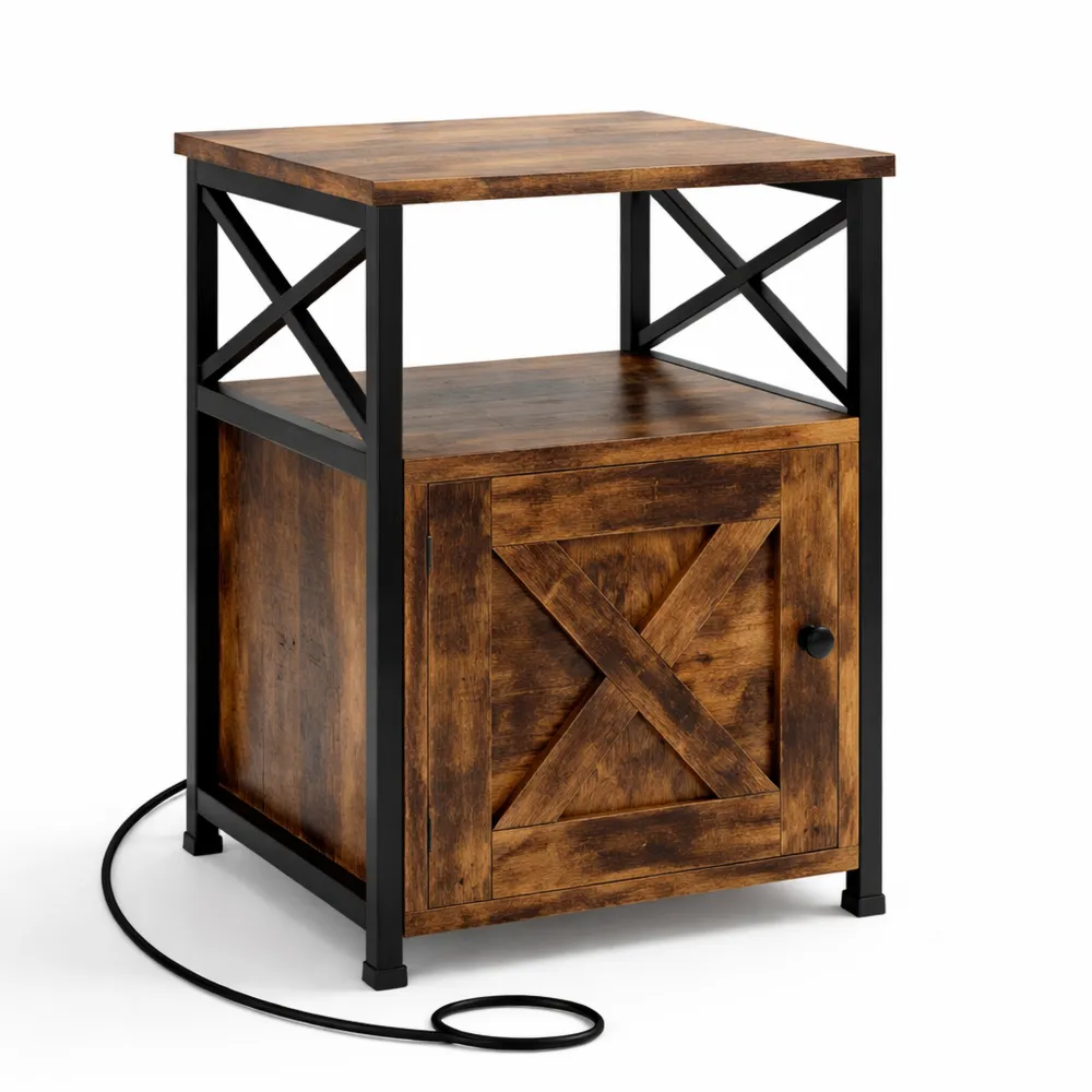 Table d'appoint multifonctionnelle avec ports USB et prises