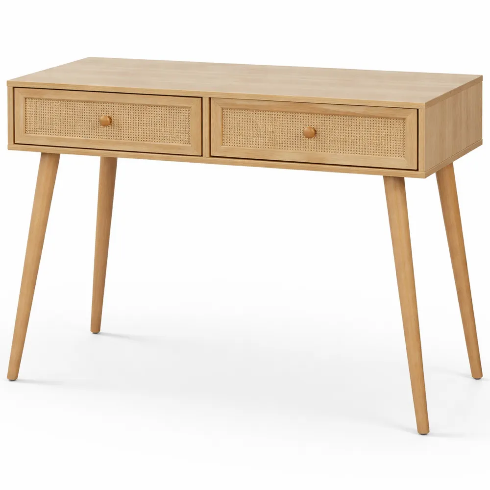 Console élégante en bois avec tiroirs pour entrée ou salon, beige