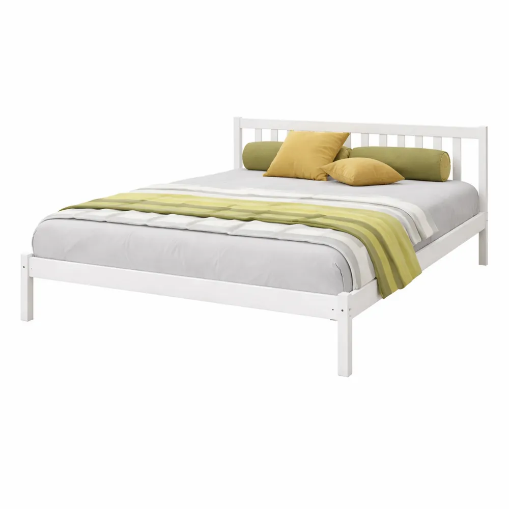 Lit Simple en Bois Massif 160x200 cm avec Tête et Sommier