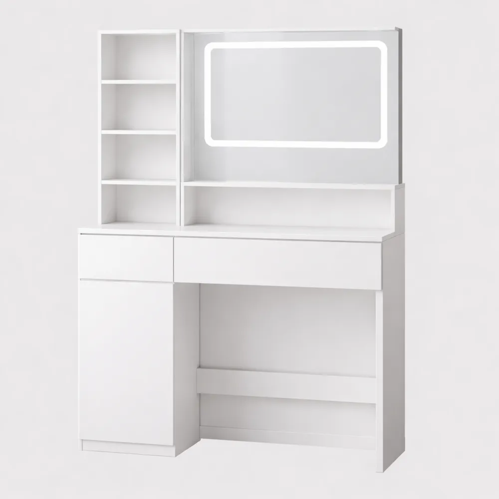 Table de Maquillage Moderne avec Rangement et Miroir LED