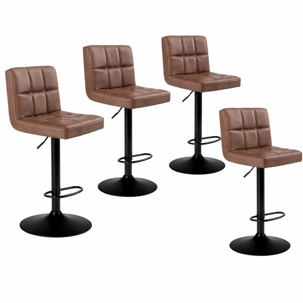 Ensemble de 4 tabourets de bar ajustables en similicuir