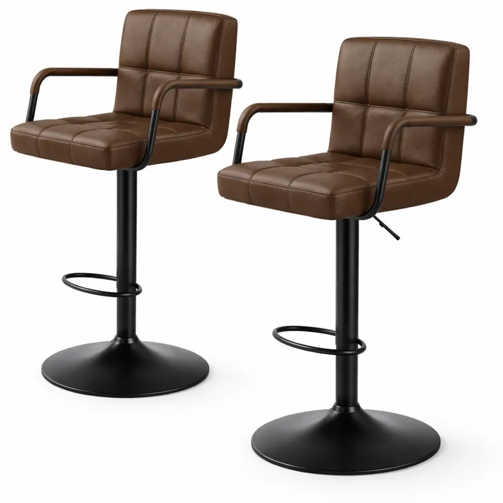 Paire de tabourets de bar rotatifs et réglables en similicuir