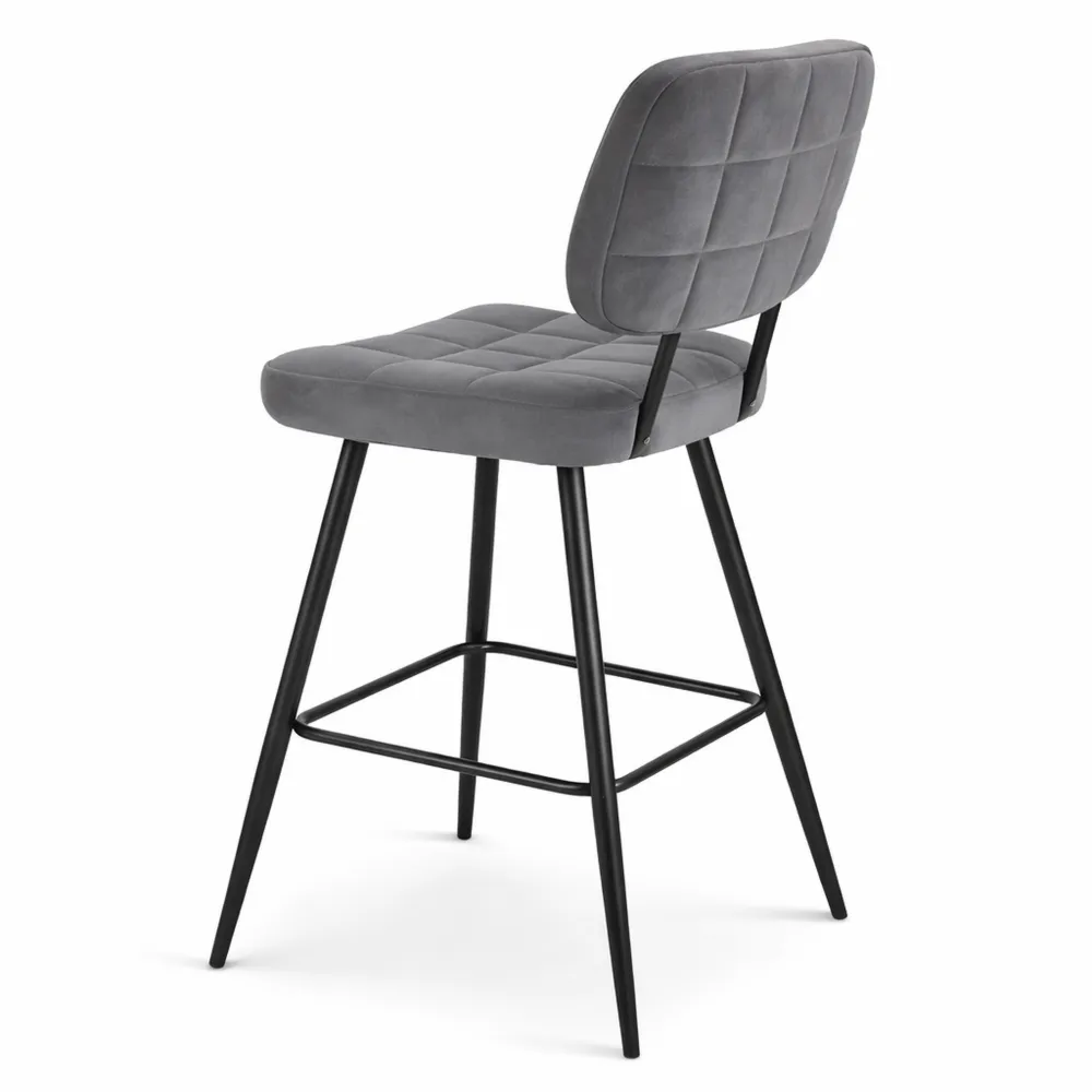Tabouret de Bar avec Dossier et Repose-Pieds en Velours