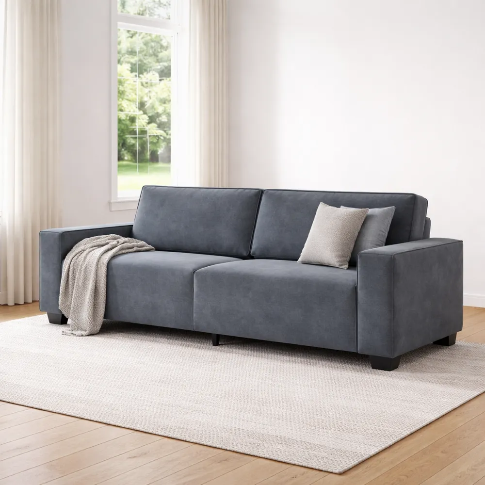 Canapé 3 Places en Velours 180 cm Gris Foncé