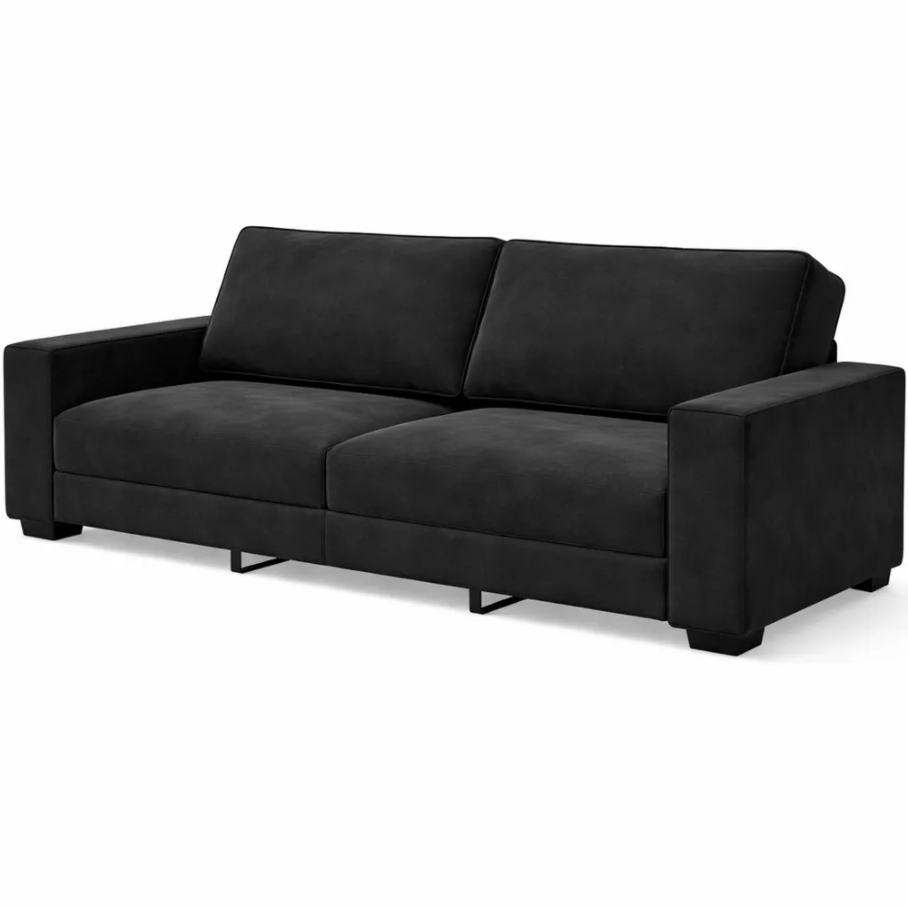 Canapé Trois Places en Velours Noir 180 cm